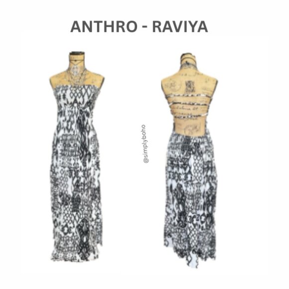 ANTHRO - RAVIYA women's Black and White Summer Strapless Dress - SIZE L - LARGE - Picture 8 of 17